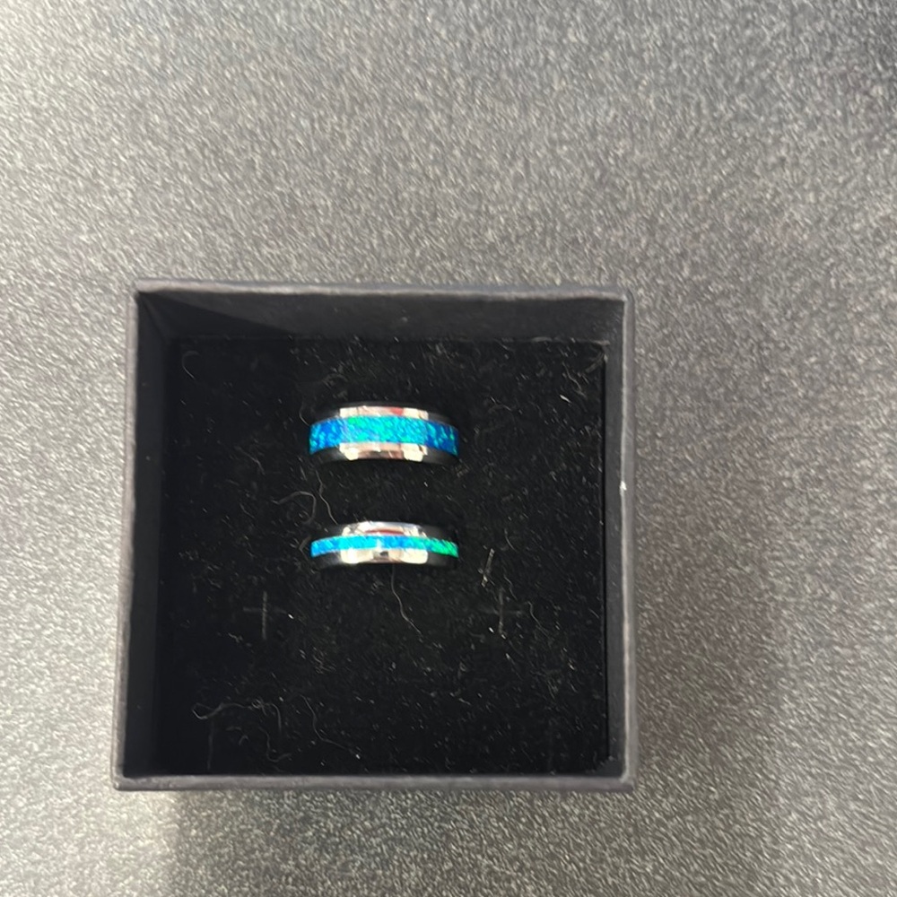 Elegant Blue and Silver Women's Ring Set